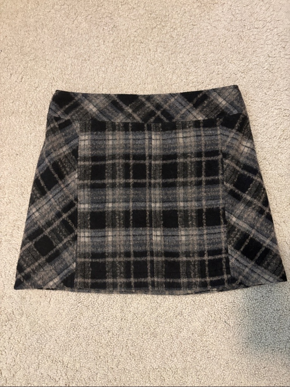 Free People Black and Gray Plaid Mini Skirt